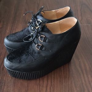 NWOT Black Moto wedges